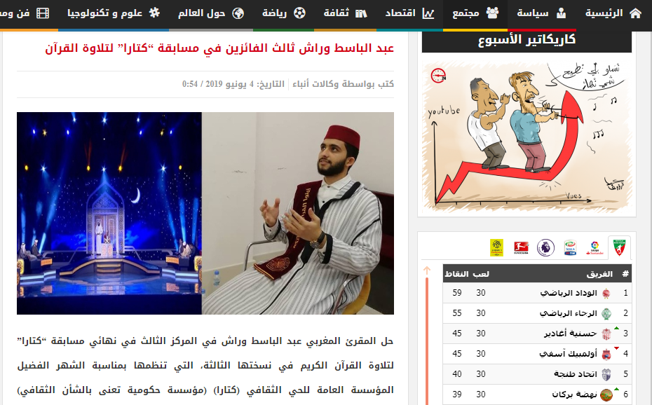 عبد الباسط وراش ثالث الفائزين في مسابقة “كتارا” لتلاوة القرآن